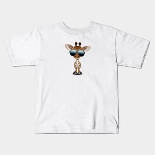 Cute Baby Giraffe Wearing Sunglasses Kids T-Shirt